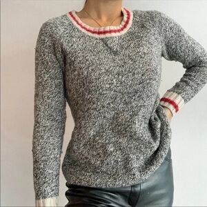 Roots Gray Marled Crewneck Sweater with Red-Trim